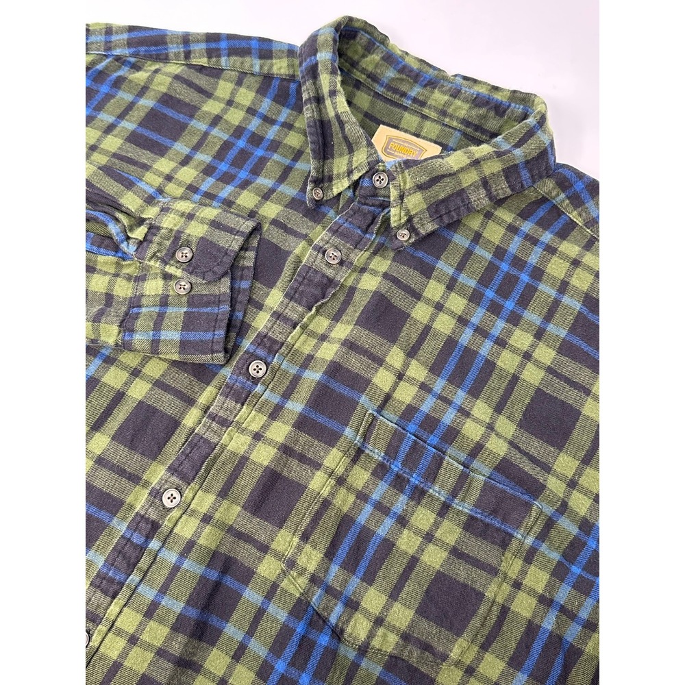 The Foundry Supply Co Mens 2XLT Green Blue Plaid Flannel Button Down Shirt A6‎
